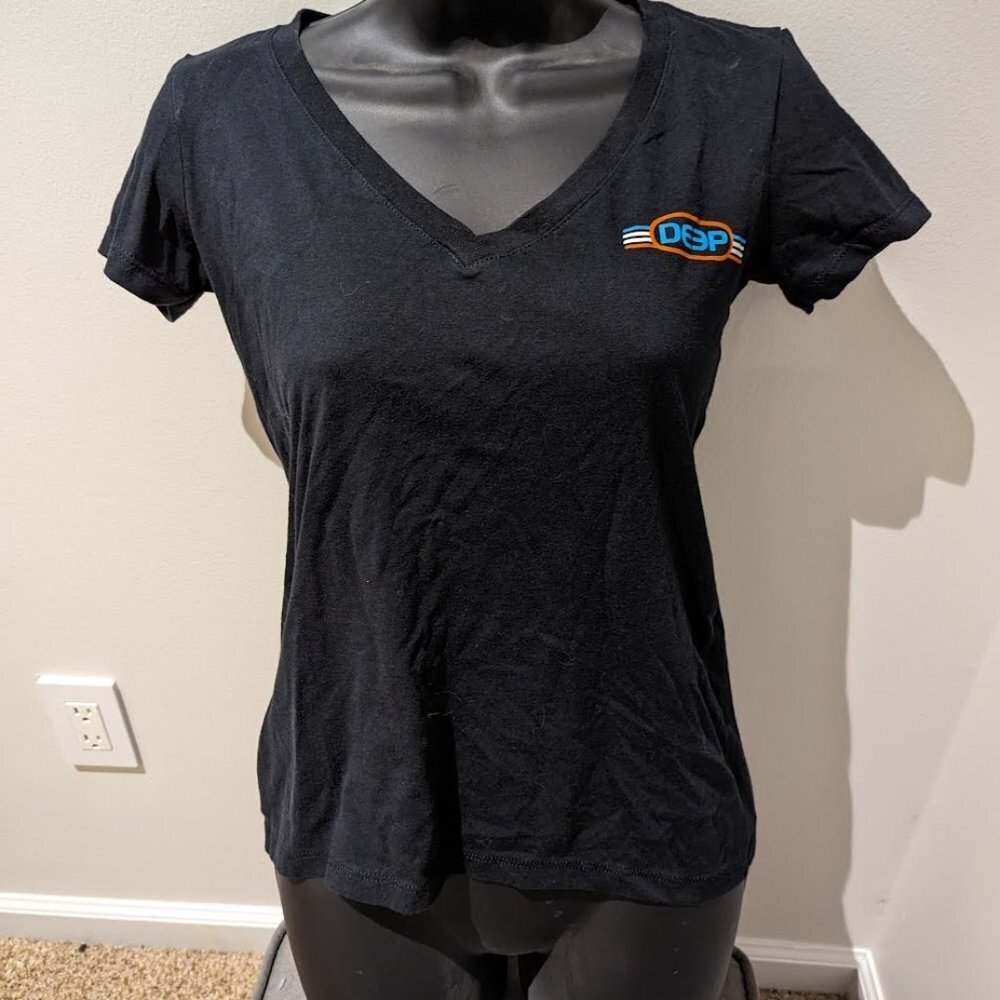 Deep Vintage Stripe V-Neck, Black - Size S